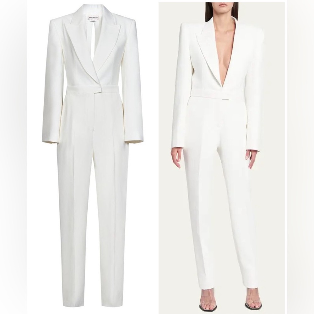 Alexander Mcqueen White all-in-one tailoring suit with cut-out Jumpsuit